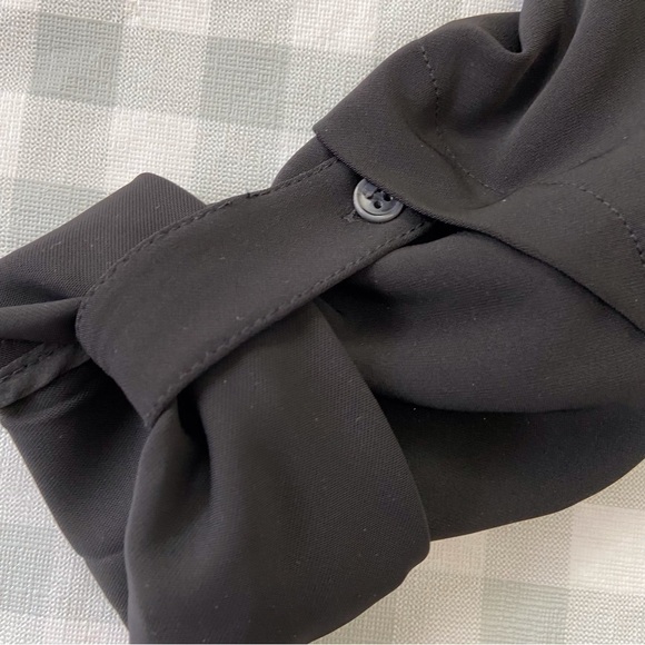 Maison Cinqcent500 black dress true wrap luxury long sleeve waist tie belt Small - Picture 9 of 16